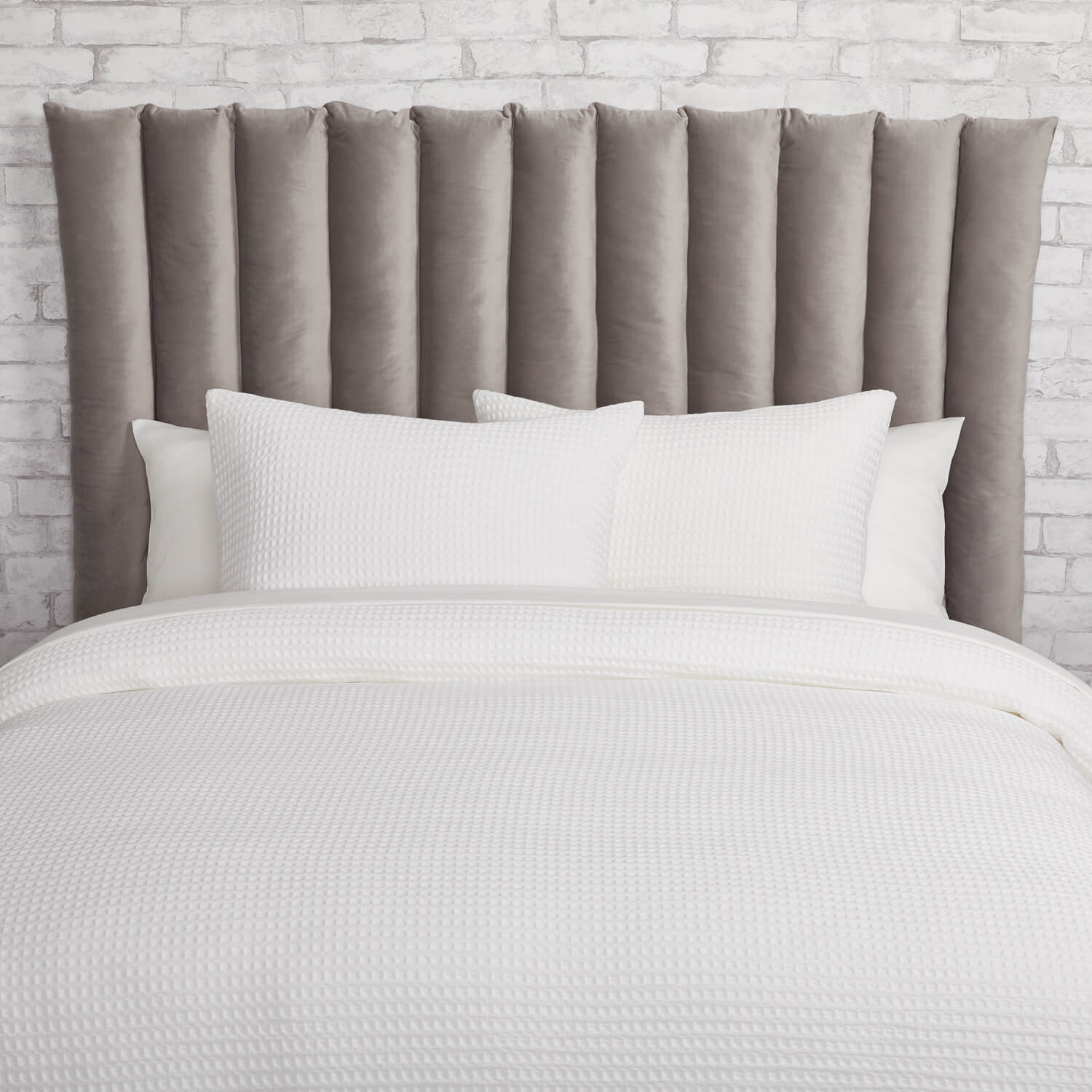 Dormify Grey Full/Queen Velvet Channeled Hanging Headboard Pillow | Dorm Essentials