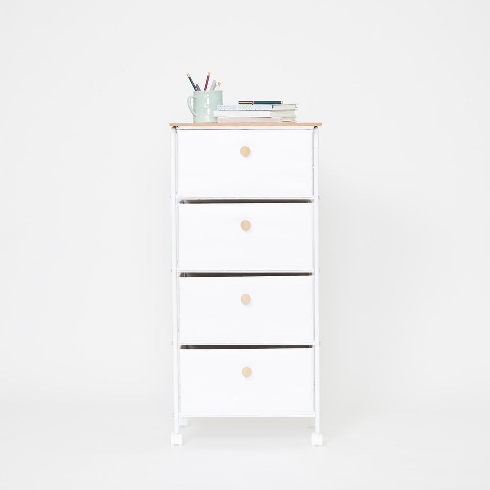 Dormify 4 Drawer Faux Leather Front Storage Cart on Wheels Dorm