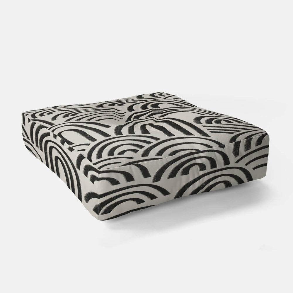 Patterned Square Floor Pillow Dorm Essentials Black/White Dormify