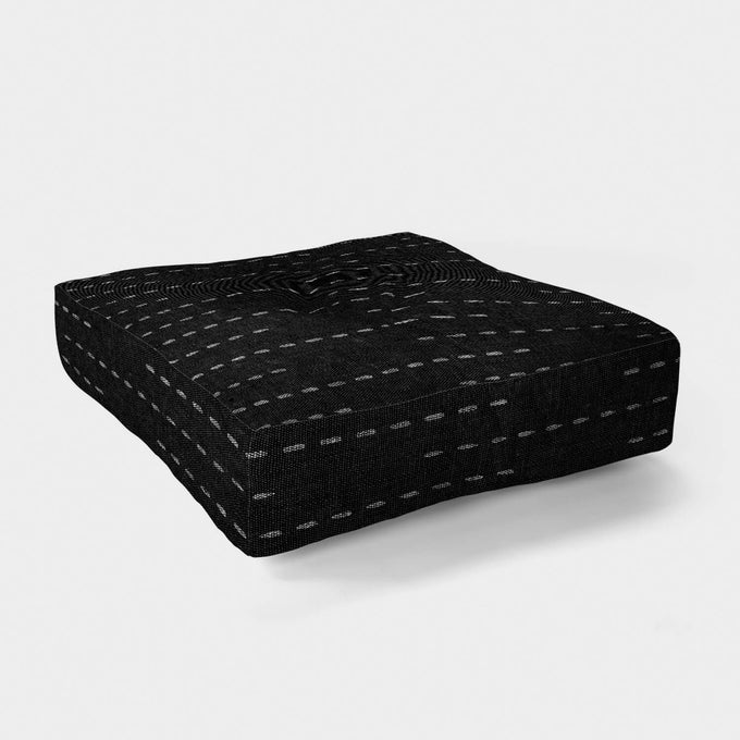Patterned Square Floor Pillow Dorm Essentials Black Dormify