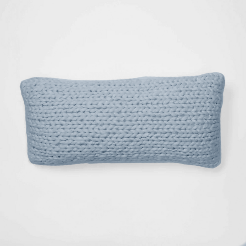 Emme Chunky Knit Lumbar Pillow Cover Blue Dormify