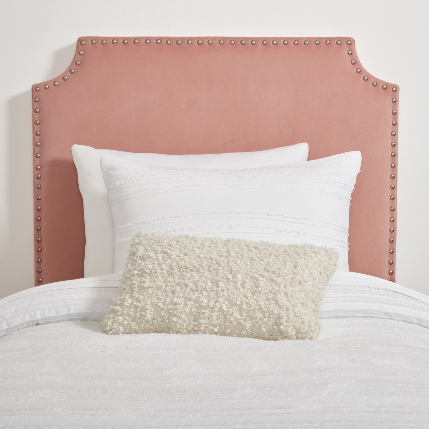Jordyn Charging Studded Headboard Dorm Essentials Dusty Rose / Twin