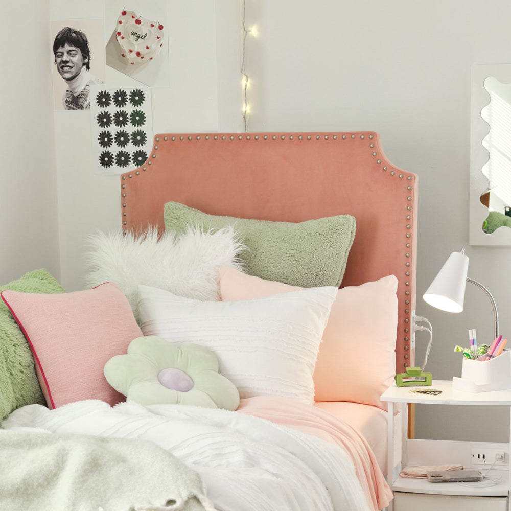 Jordyn Charging Studded Headboard Dorm Essentials Dusty Rose / Twin