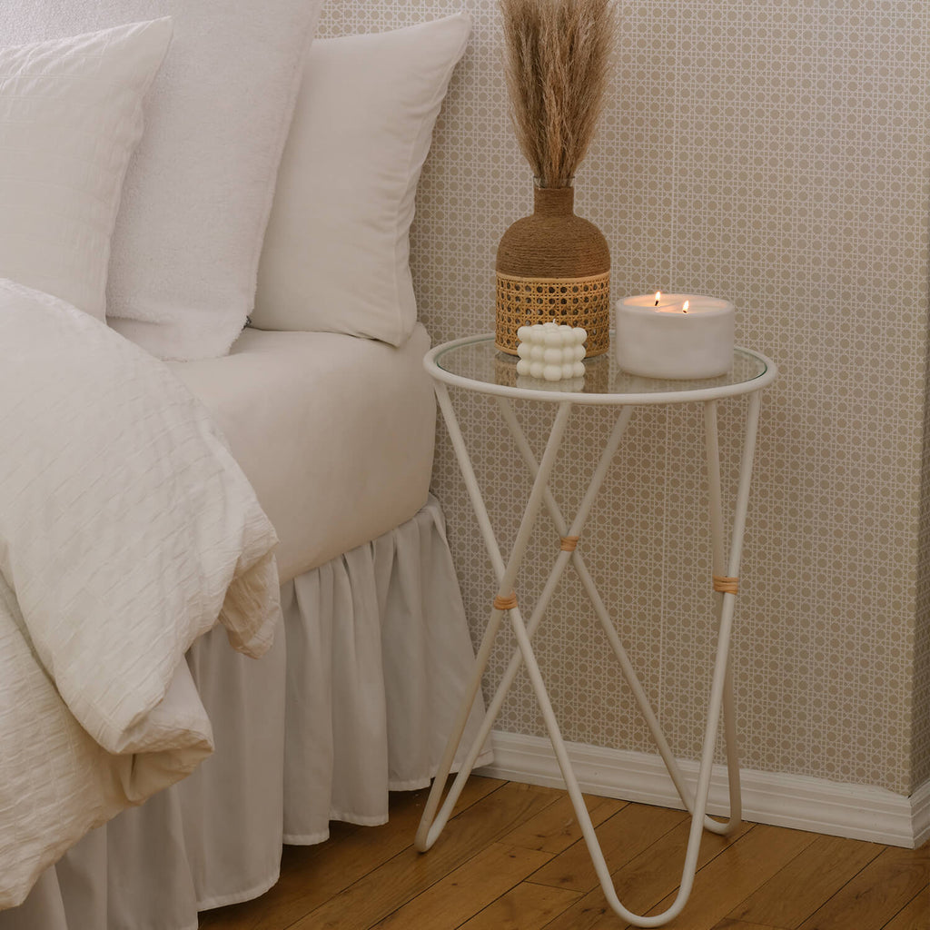 Kaia Painted Metal Side Table Blue Dormify