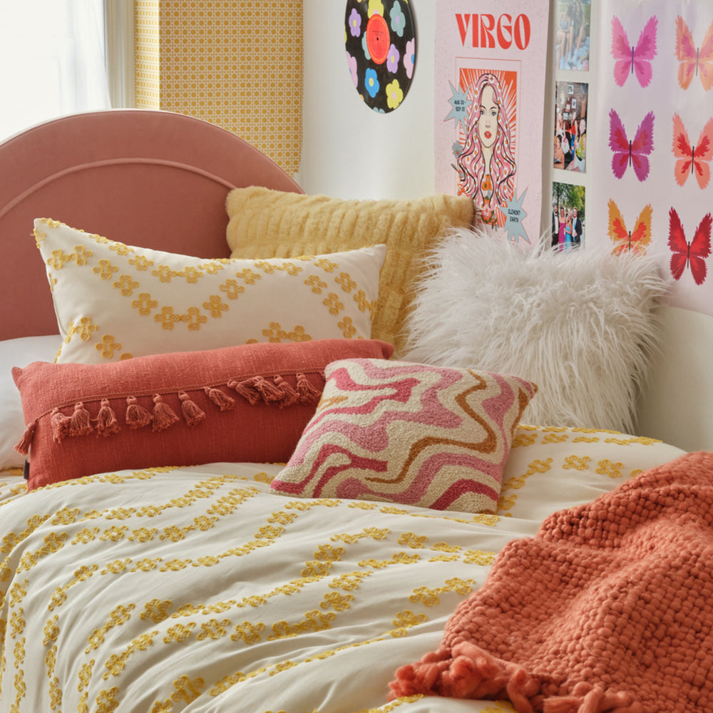 Dormify Faux Fur Throw Pillow Dorm Essentials Medium Grey Dormify