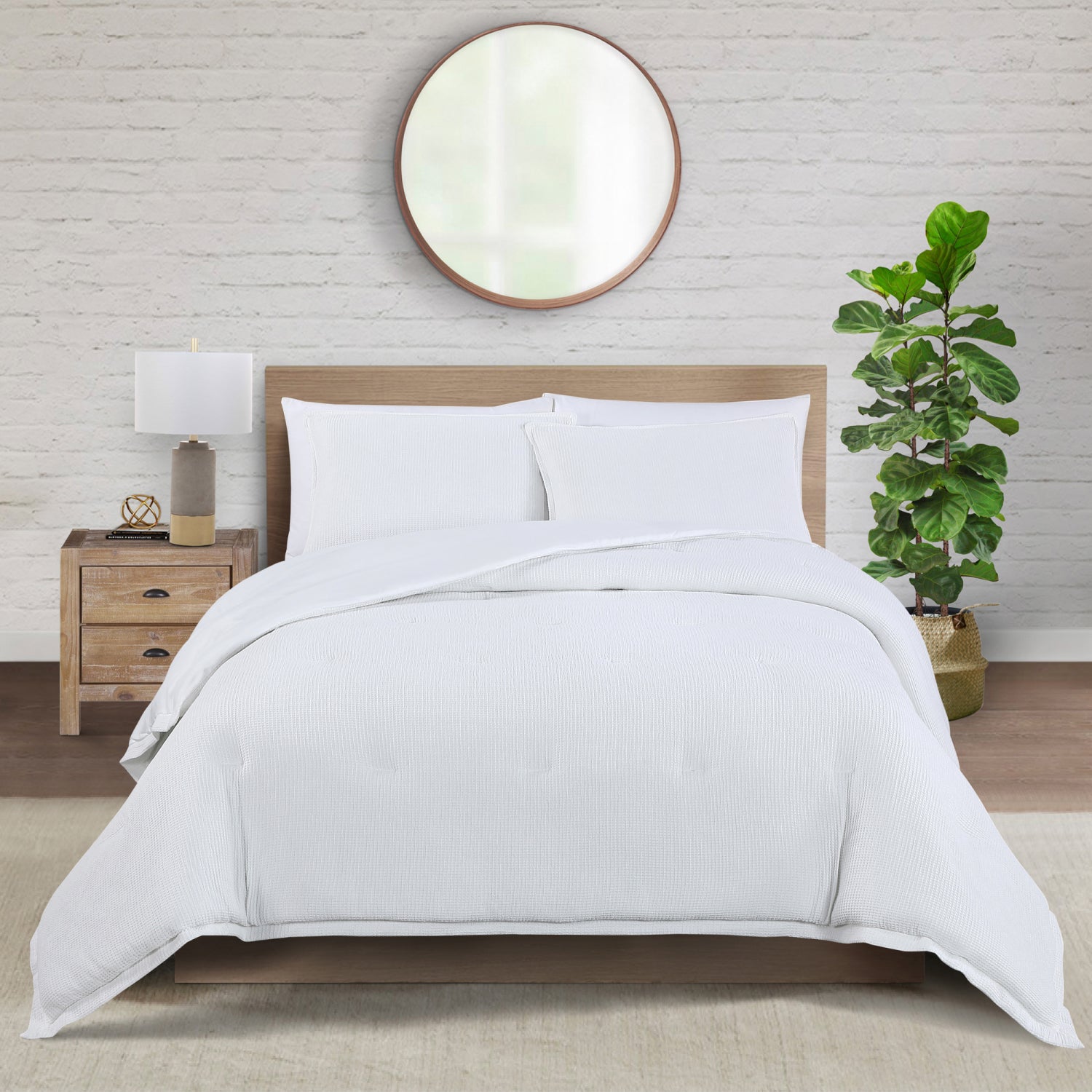 Splendid Waffle Comforter Set Dorm Essentials White / Full/Queen