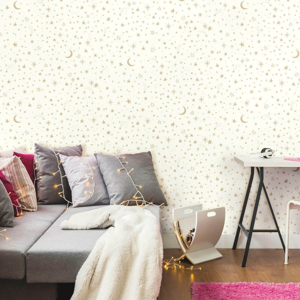 Dormify Gold Celestial Removable Wallpaper Dorm Essentials Dormify