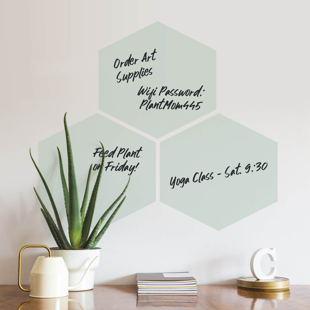 Hexagon Dry Erase Wall Decals Dorm Essentials Mint Green Dormify