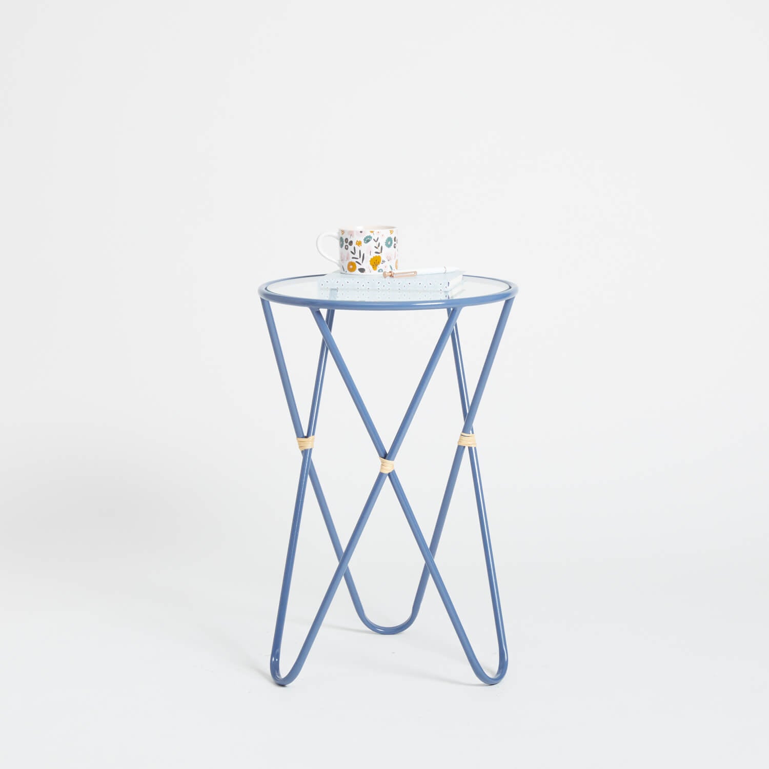 Kaia Painted Metal Side Table Blue Dormify