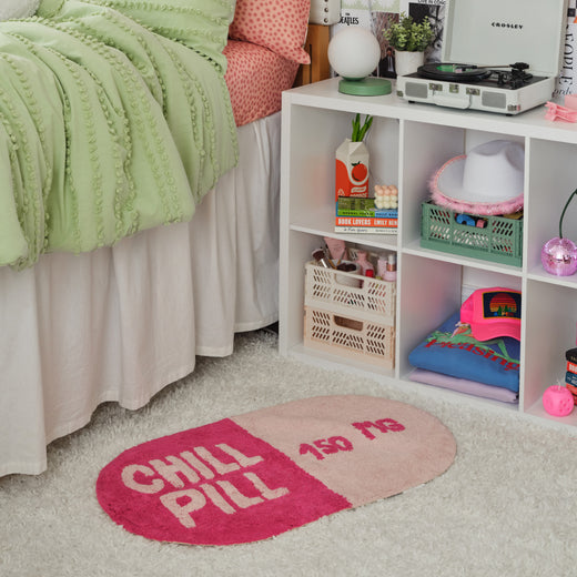 Chill Pill Shaped Accent Rug Dorm Essentials Pink Dormify