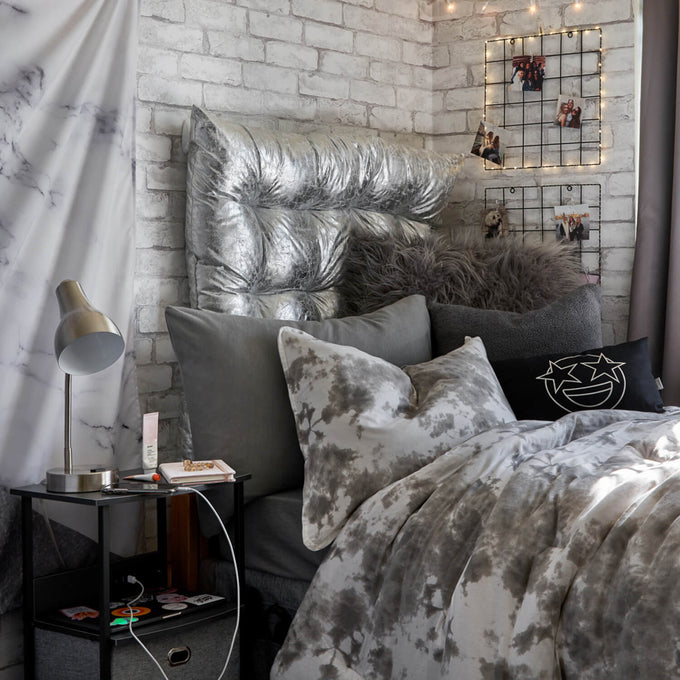 Dormify Silver Twin/Twin XL Metallic Hanging Headboard Pillow Dorm