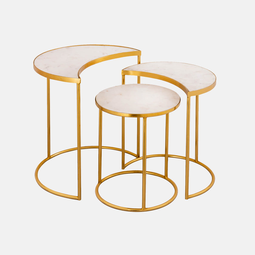 Set of 3 Gold Base Nesting Tables Dorm Essentials Gold Dormify