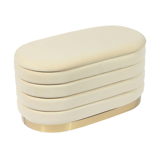 Gold Accent Velvet Deep Storage Bench Dorm Essentials Ivory Dormify
