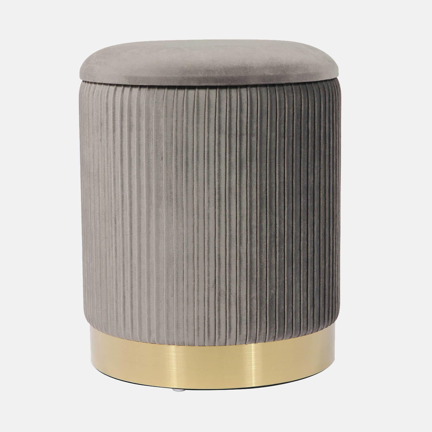 Pleated Velvet Storage Ottoman Dorm Essentials Light Grey Dormify