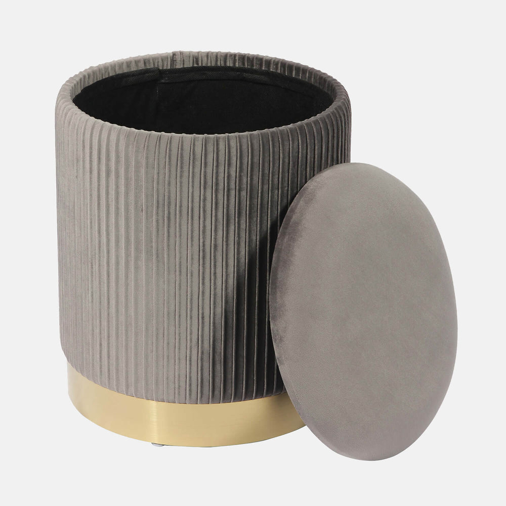 Pleated Velvet Storage Ottoman Dorm Essentials Light Grey Dormify