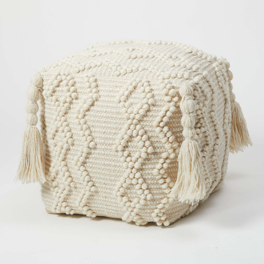 Handmade Tassel Textured Pouf Dorm Essentials Dormify