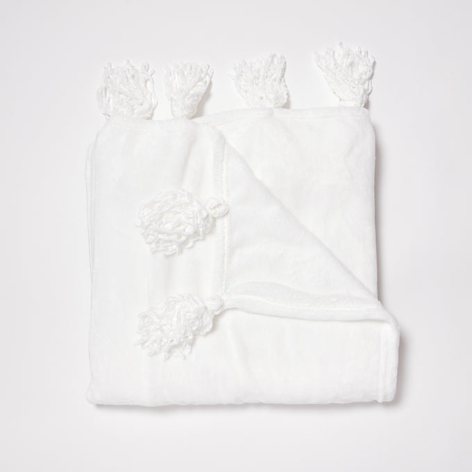 Madison Plush Tassel Throw Blanket Dorm Essentials White Dormify