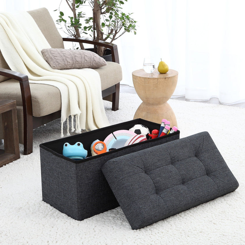 Foldable Tufted Storage Ottoman Dormify