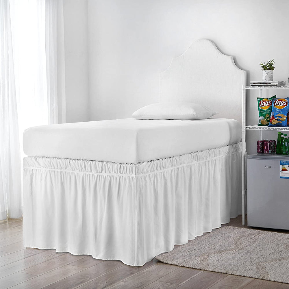 Standard Length Ruffled Dorm Bed Skirt - White / Twin/Twin XL - Dormify