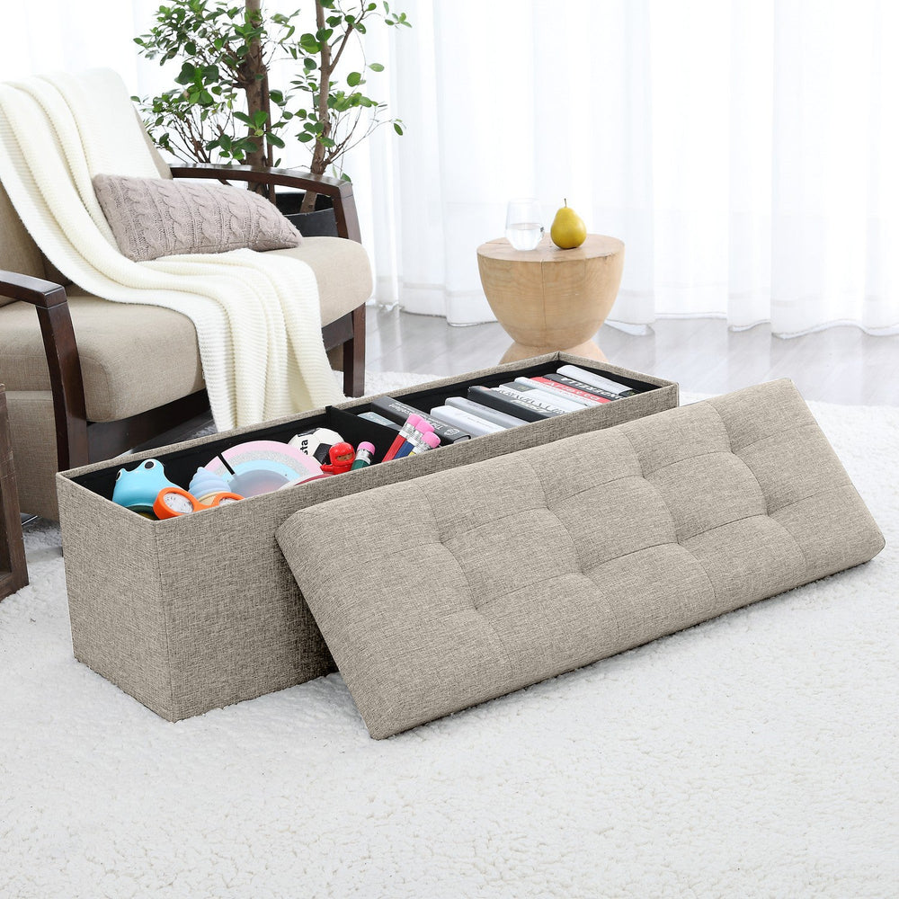Foldable Tufted Storage Ottoman Dormify